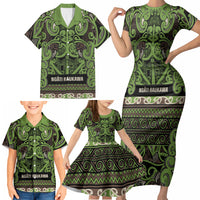 Aotearoa Iwi Ngati Raukawa Family Matching Short Sleeve Bodycon Dress and Hawaiian Shirt Maori Wharenui House Tribal Pattern LT9 - Polynesian Pride
