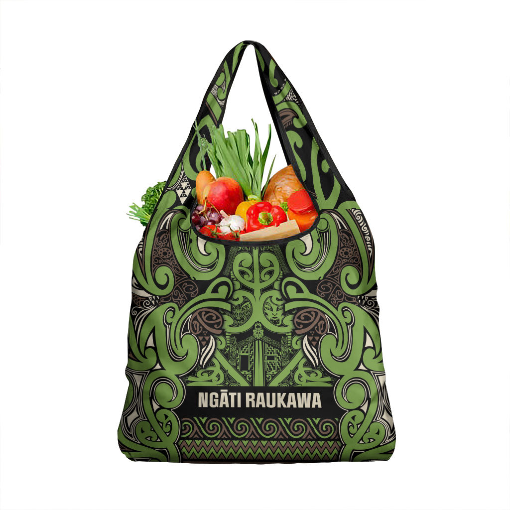 Aotearoa Iwi Ngati Raukawa Grocery Bag Maori Wharenui House Tribal Pattern LT9 1-pack One Size Olive green - Polynesian Pride