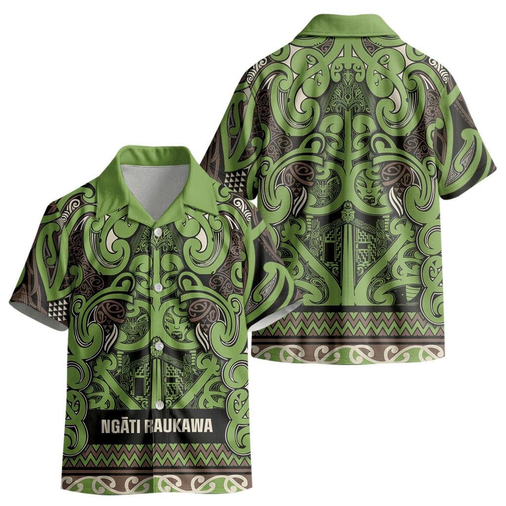 Aotearoa Iwi Ngati Raukawa Kid Hawaiian Shirt Maori Wharenui House Tribal Pattern LT9 - Polynesian Pride