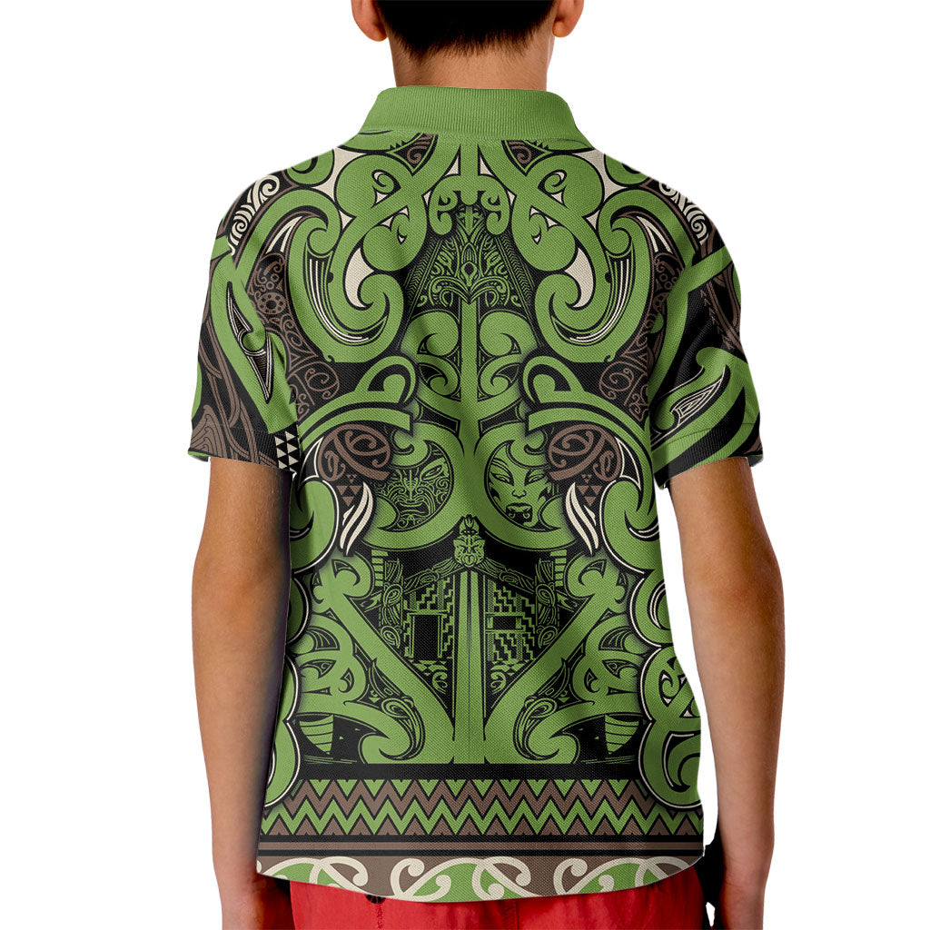 Aotearoa Iwi Ngati Raukawa Kid Polo Shirt Maori Wharenui House Tribal Pattern LT9 - Polynesian Pride