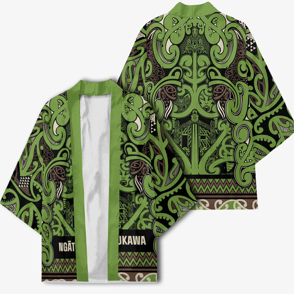 Aotearoa Iwi Ngati Raukawa Kimono Maori Wharenui House Tribal Pattern LT9 - Polynesian Pride