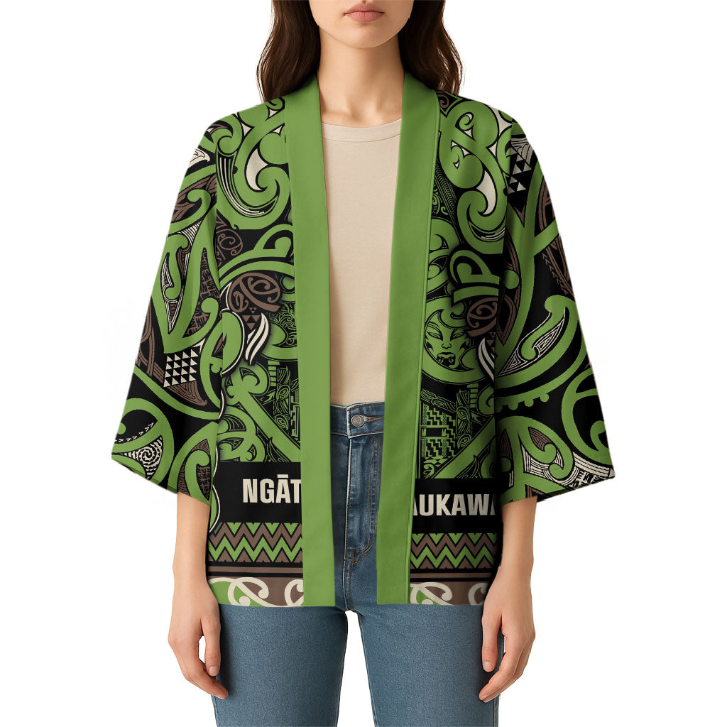 Aotearoa Iwi Ngati Raukawa Kimono Maori Wharenui House Tribal Pattern LT9 - Polynesian Pride