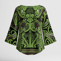 Aotearoa Iwi Ngati Raukawa Kimono Sleeve Blouse Maori Wharenui House Tribal Pattern LT9 - Polynesian Pride