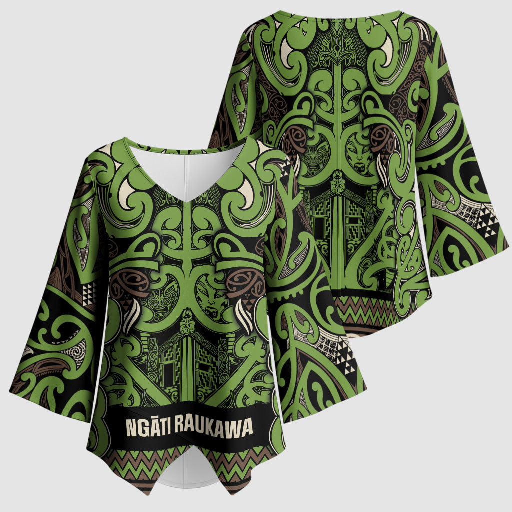Aotearoa Iwi Ngati Raukawa Kimono Sleeve Blouse Maori Wharenui House Tribal Pattern LT9 - Polynesian Pride
