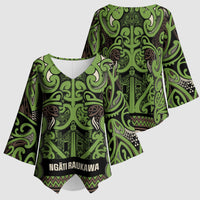 Aotearoa Iwi Ngati Raukawa Kimono Sleeve Blouse Maori Wharenui House Tribal Pattern LT9 - Polynesian Pride
