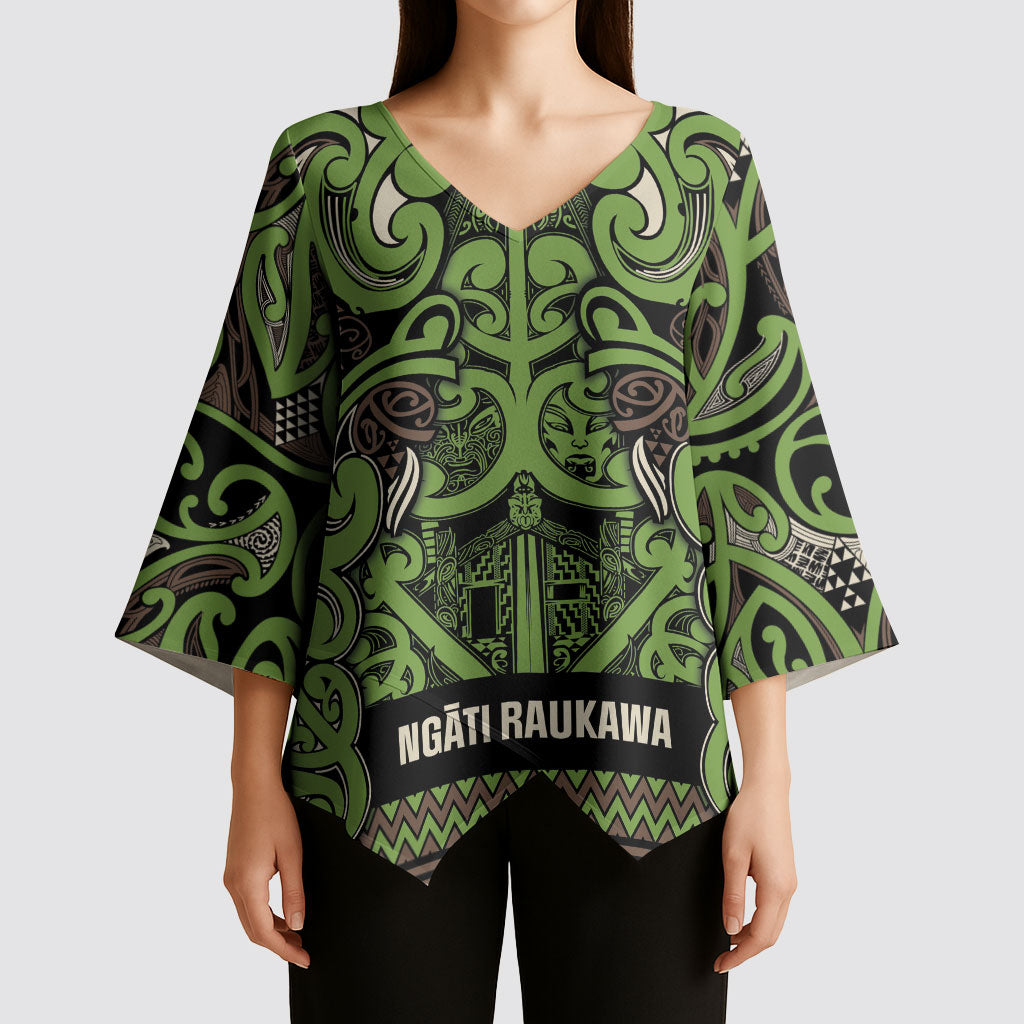 Aotearoa Iwi Ngati Raukawa Kimono Sleeve Blouse Maori Wharenui House Tribal Pattern LT9 - Polynesian Pride