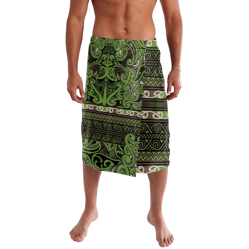 Aotearoa Iwi Ngati Raukawa Lavalava Maori Wharenui House Tribal Pattern LT9 Olive green - Polynesian Pride