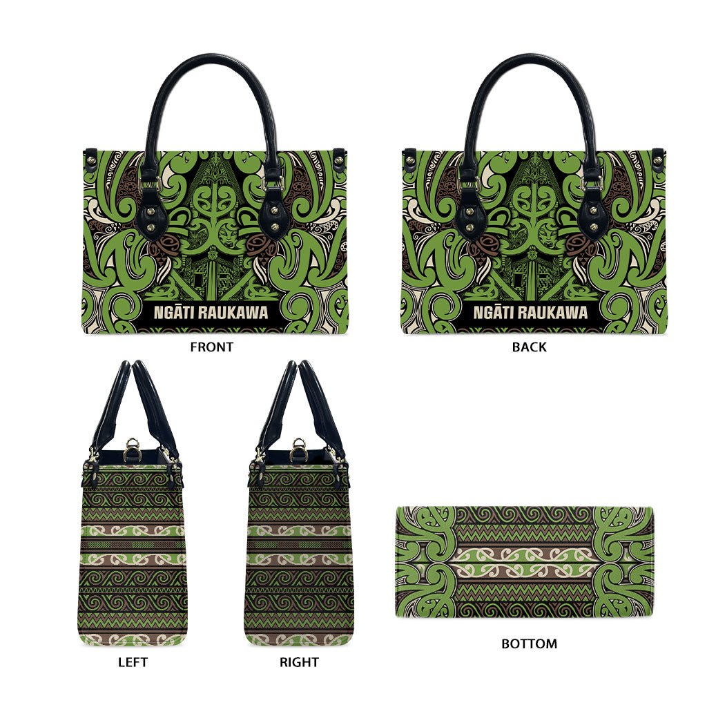 Aotearoa Iwi Ngati Raukawa Leather Bag Maori Wharenui House Tribal Pattern LT9 - Polynesian Pride