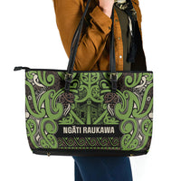 Aotearoa Iwi Ngati Raukawa Leather Tote Bag Maori Wharenui House Tribal Pattern LT9 - Polynesian Pride