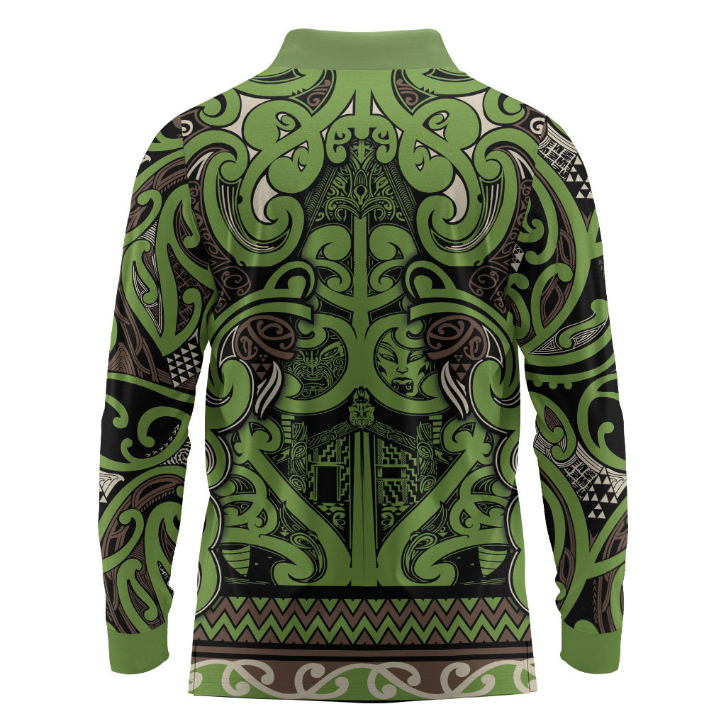Aotearoa Iwi Ngati Raukawa Long Sleeve Polo Shirt Maori Wharenui House Tribal Pattern LT9 - Polynesian Pride