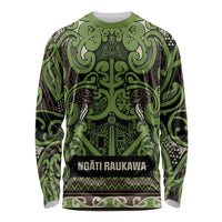 Aotearoa Iwi Ngati Raukawa Long Sleeve Shirt Maori Wharenui House Tribal Pattern LT9 Unisex Olive green - Polynesian Pride