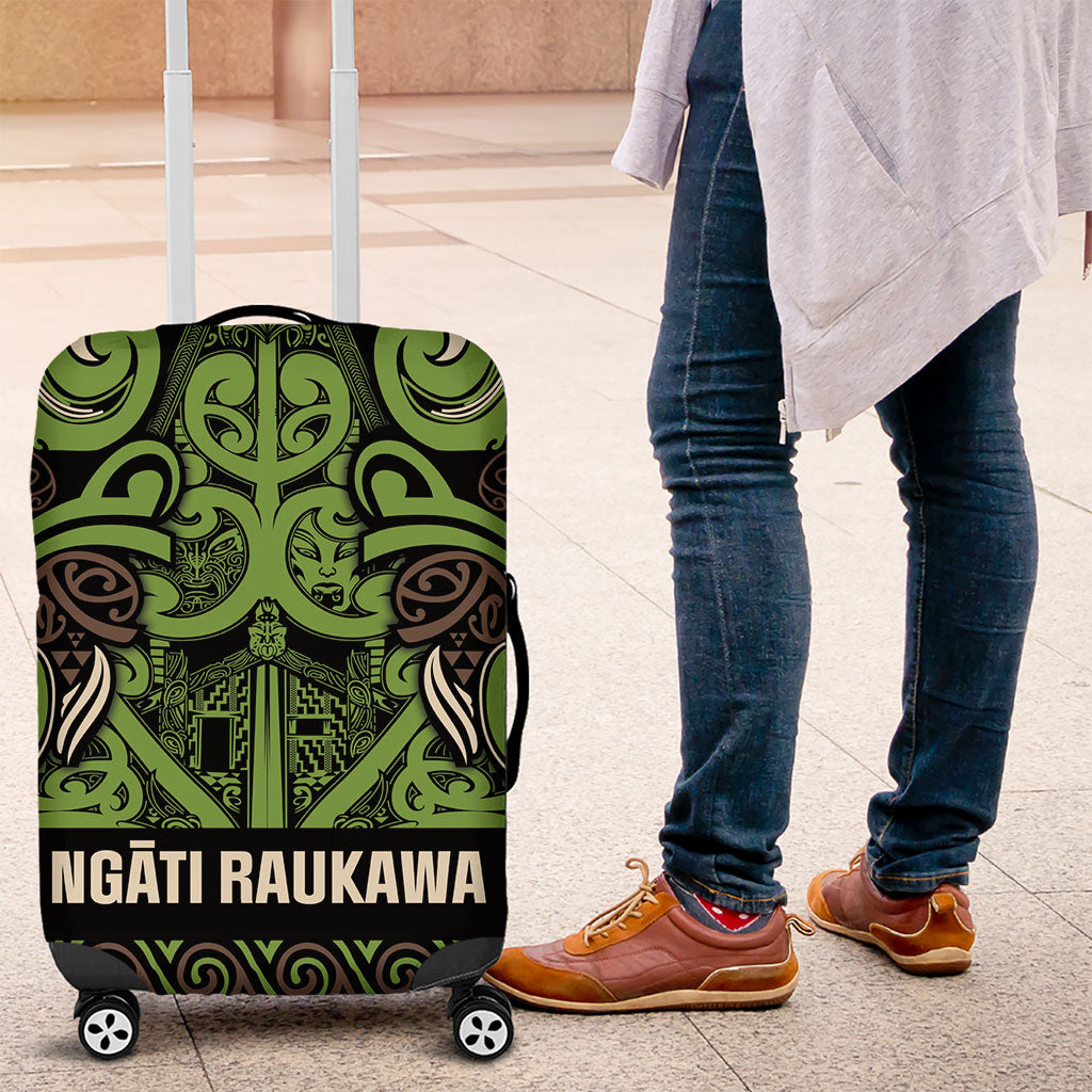 Aotearoa Iwi Ngati Raukawa Luggage Cover Maori Wharenui House Tribal Pattern LT9 Olive green - Polynesian Pride