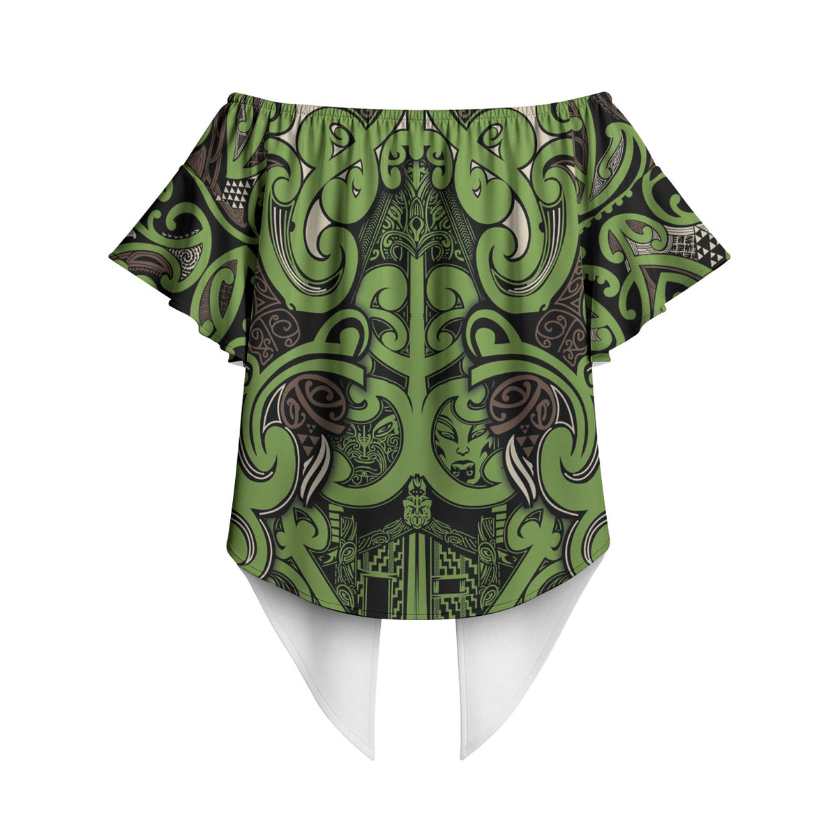 Aotearoa Iwi Ngati Raukawa Off Shoulder Wrap Waist Top Maori Wharenui House Tribal Pattern LT9 - Polynesian Pride