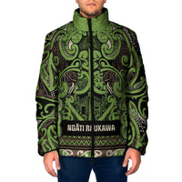 Aotearoa Iwi Ngati Raukawa Padded Jacket Maori Wharenui House Tribal Pattern LT9 Men Olive green - Polynesian Pride