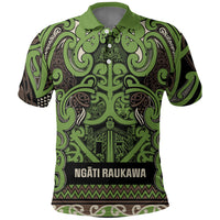 Aotearoa Iwi Ngati Raukawa Polo Shirt Maori Wharenui House Tribal Pattern LT9 Olive green - Polynesian Pride