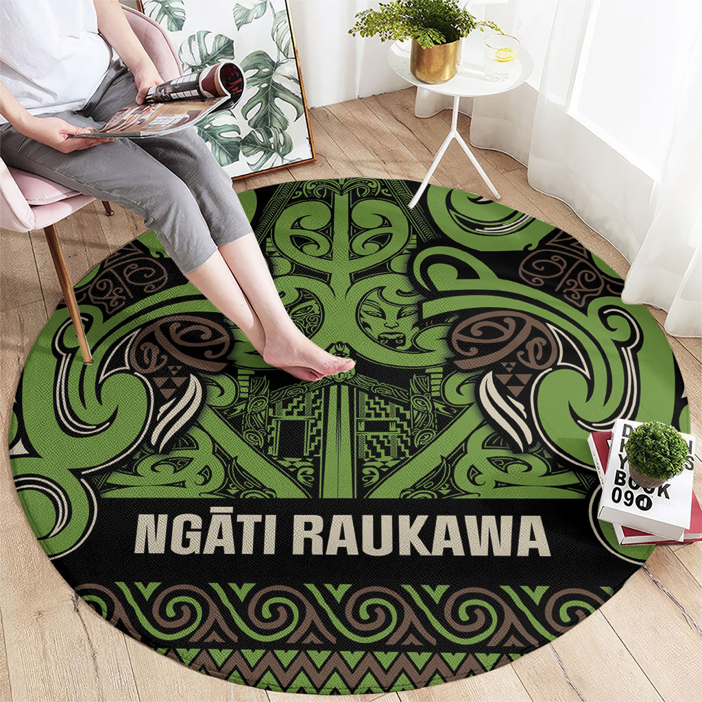 Aotearoa Iwi Ngati Raukawa Round Carpet Maori Wharenui House Tribal Pattern LT9 - Polynesian Pride