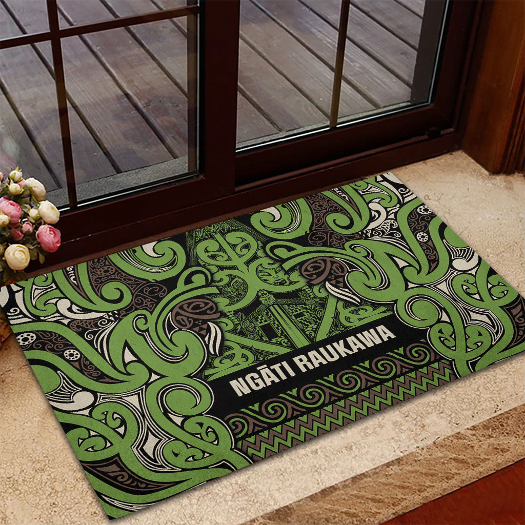 Aotearoa Iwi Ngati Raukawa Rubber Doormat Maori Wharenui House Tribal Pattern LT9 - Polynesian Pride