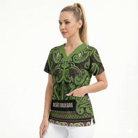 Aotearoa Iwi Ngati Raukawa Scrub Top Maori Wharenui House Tribal Pattern LT9 - Polynesian Pride