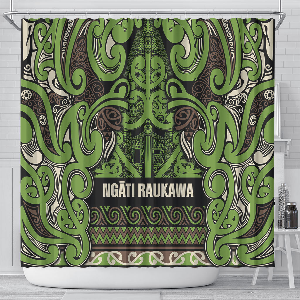 Aotearoa Iwi Ngati Raukawa Shower Curtain Maori Wharenui House Tribal Pattern LT9 - Polynesian Pride