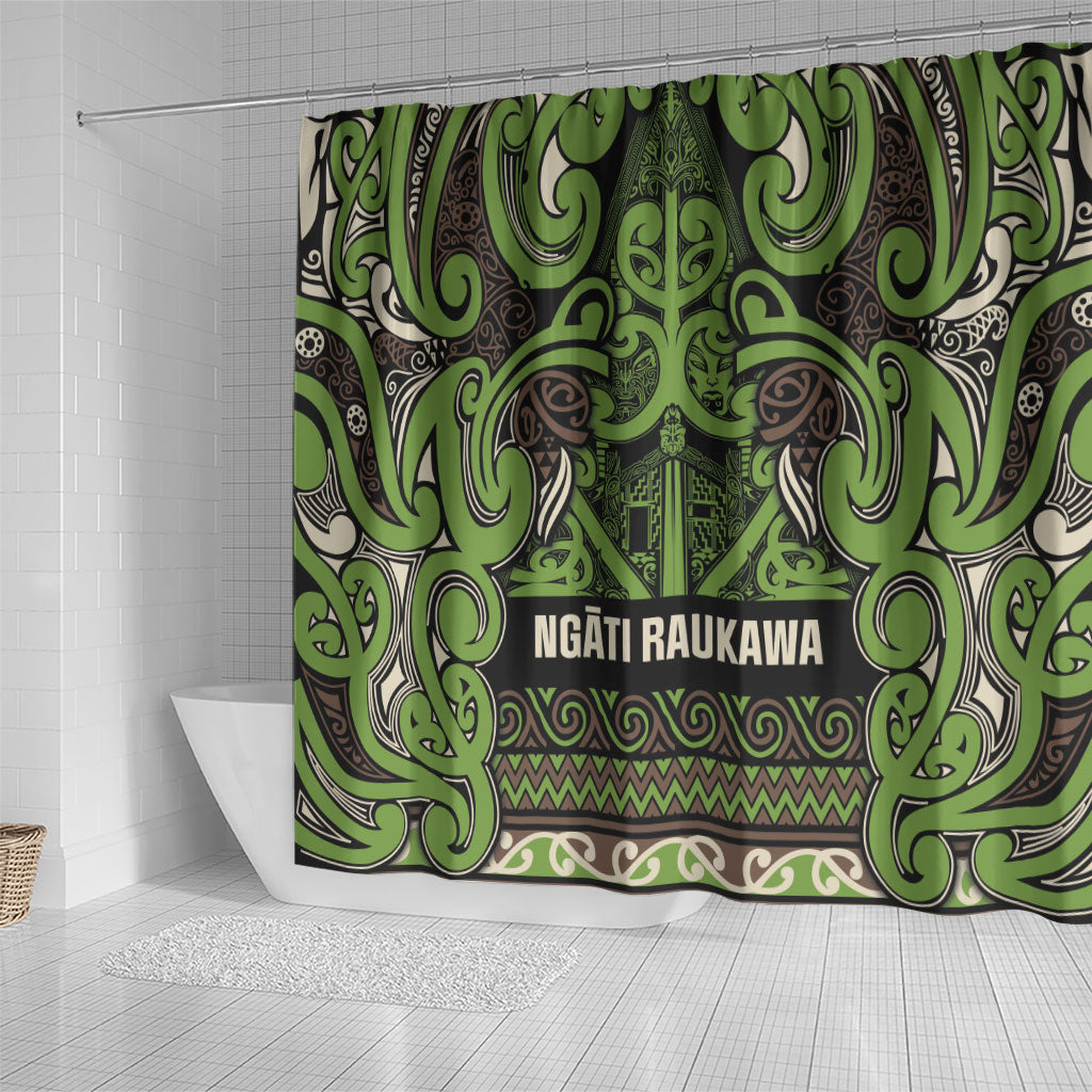 Aotearoa Iwi Ngati Raukawa Shower Curtain Maori Wharenui House Tribal Pattern LT9 - Polynesian Pride