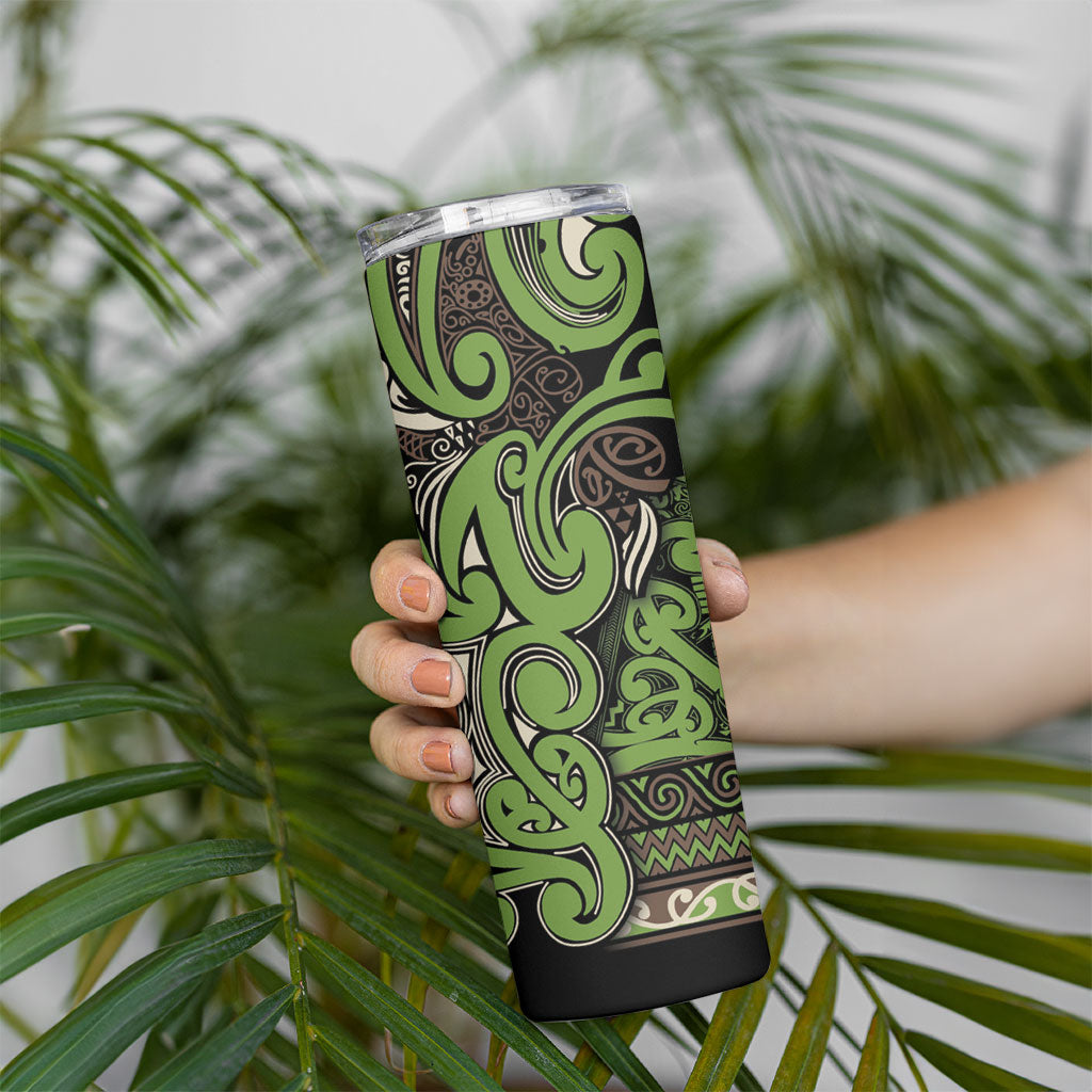 Aotearoa Iwi Ngati Raukawa Skinny Tumbler Maori Wharenui House Tribal Pattern LT9 - Polynesian Pride