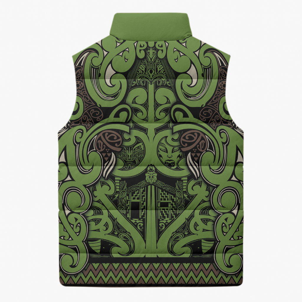 Aotearoa Iwi Ngati Raukawa Sleeveless Puffer Jacket Maori Wharenui House Tribal Pattern LT9 - Polynesian Pride