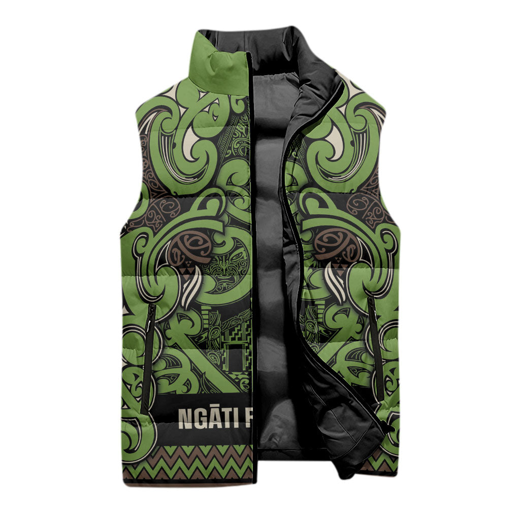 Aotearoa Iwi Ngati Raukawa Sleeveless Puffer Jacket Maori Wharenui House Tribal Pattern LT9 - Polynesian Pride