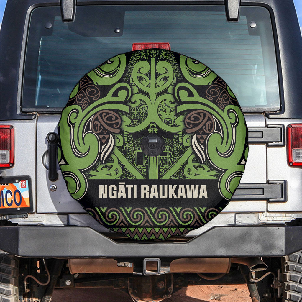 Aotearoa Iwi Ngati Raukawa Spare Tire Cover Maori Wharenui House Tribal Pattern LT9 Olive green - Polynesian Pride