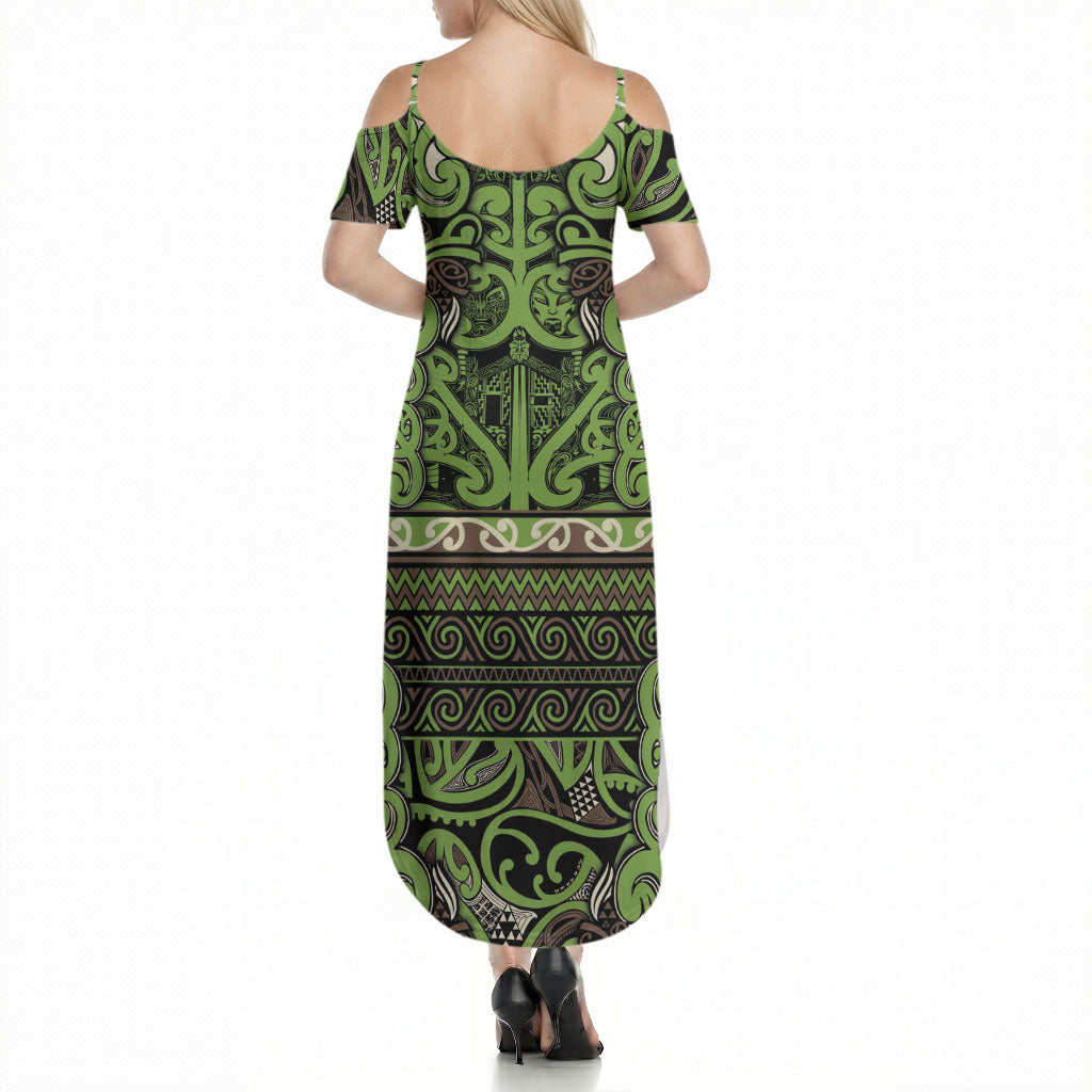 Aotearoa Iwi Ngati Raukawa Summer Maxi Dress Maori Wharenui House Tribal Pattern LT9 - Polynesian Pride