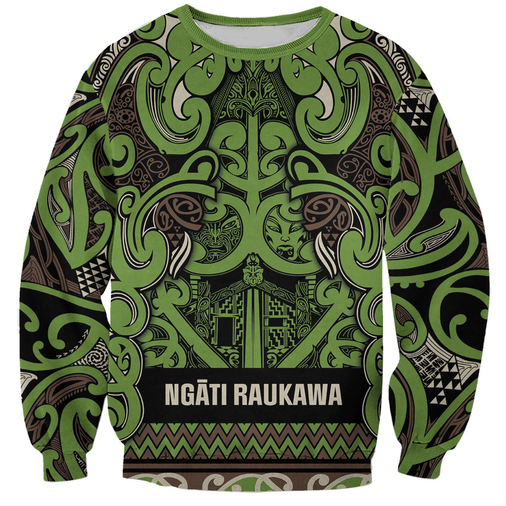 Aotearoa Iwi Ngati Raukawa Sweatshirt Maori Wharenui House Tribal Pattern LT9 Unisex Olive green - Polynesian Pride