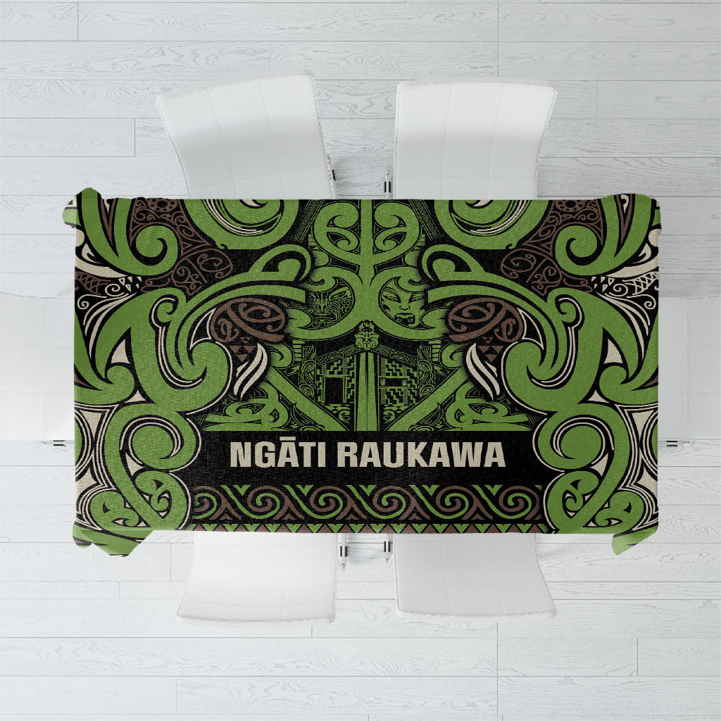 Aotearoa Iwi Ngati Raukawa Tablecloth Maori Wharenui House Tribal Pattern LT9 Olive green - Polynesian Pride