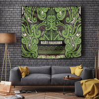 Aotearoa Iwi Ngati Raukawa Tapestry Maori Wharenui House Tribal Pattern LT9 Olive green - Polynesian Pride
