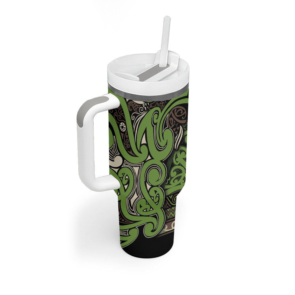 Aotearoa Iwi Ngati Raukawa Tumbler With Handle Maori Wharenui House Tribal Pattern LT9 - Polynesian Pride