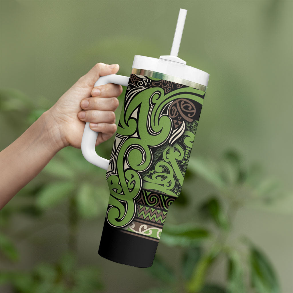 Aotearoa Iwi Ngati Raukawa Tumbler With Handle Maori Wharenui House Tribal Pattern LT9 - Polynesian Pride