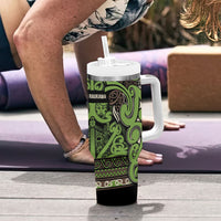 Aotearoa Iwi Ngati Raukawa Tumbler With Handle Maori Wharenui House Tribal Pattern LT9 - Polynesian Pride