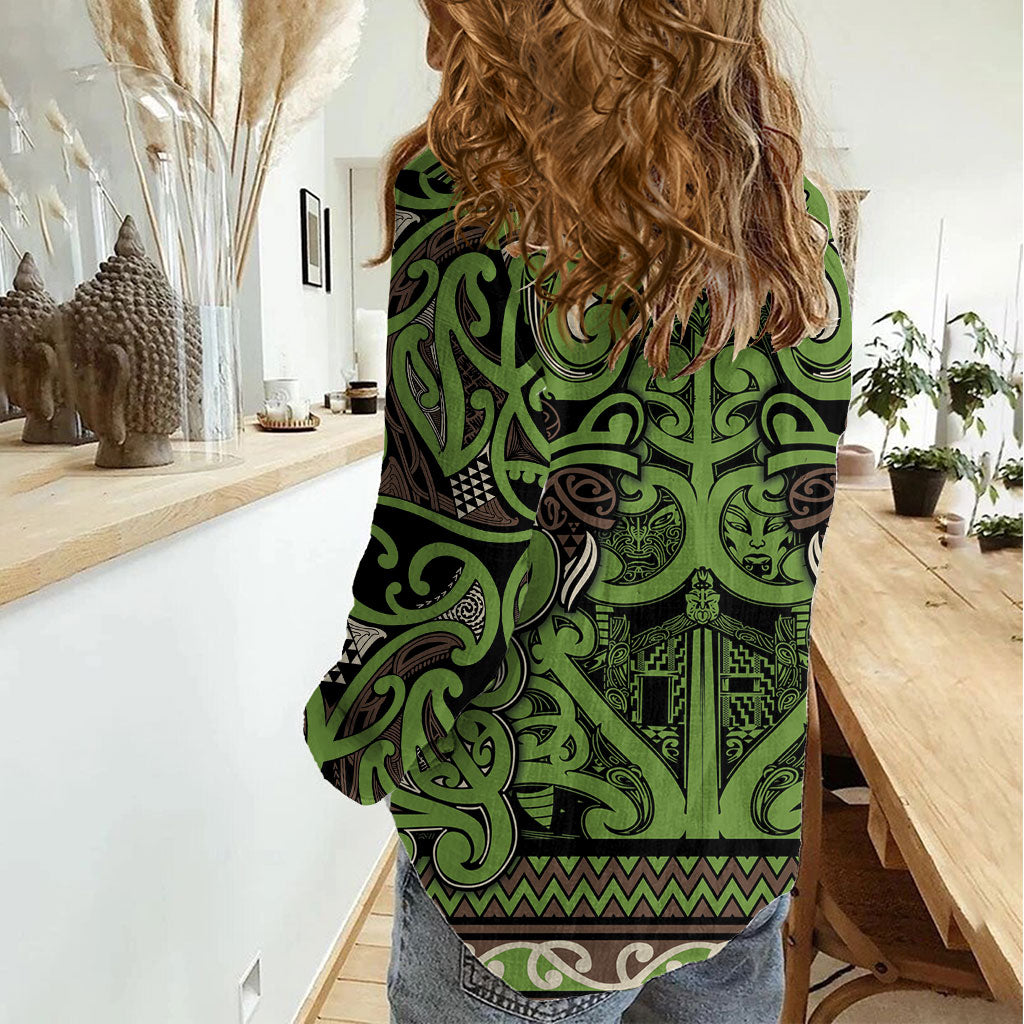Aotearoa Iwi Ngati Raukawa Women Casual Shirt Maori Wharenui House Tribal Pattern LT9 - Polynesian Pride