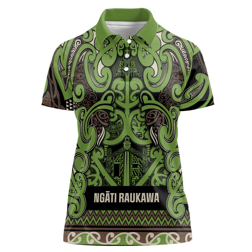Aotearoa Iwi Ngati Raukawa Women Polo Shirt Maori Wharenui House Tribal Pattern LT9 Female Olive green - Polynesian Pride