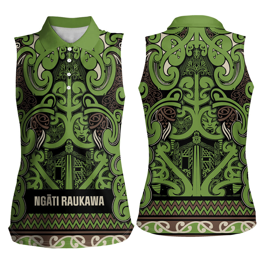 Aotearoa Iwi Ngati Raukawa Women Sleeveless Polo Shirt Maori Wharenui House Tribal Pattern LT9 - Polynesian Pride