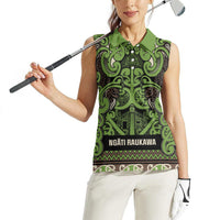 Aotearoa Iwi Ngati Raukawa Women Sleeveless Polo Shirt Maori Wharenui House Tribal Pattern LT9 - Polynesian Pride