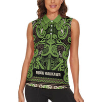 Aotearoa Iwi Ngati Raukawa Women Sleeveless Polo Shirt Maori Wharenui House Tribal Pattern LT9 - Polynesian Pride