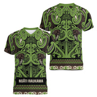 Aotearoa Iwi Ngati Raukawa Women V-Neck T-Shirt Maori Wharenui House Tribal Pattern LT9 - Polynesian Pride