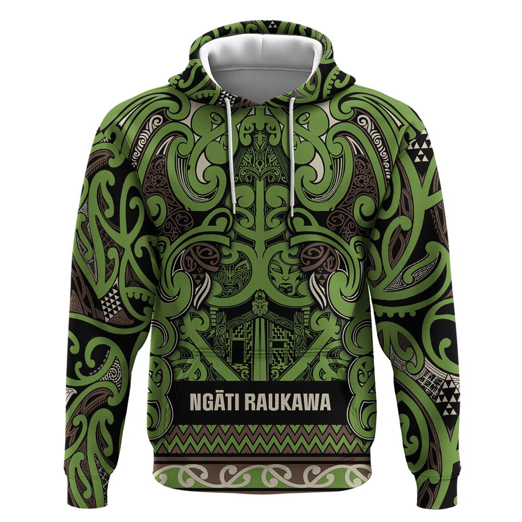 Aotearoa Iwi Ngati Raukawa Zip Hoodie Maori Wharenui House Tribal Pattern LT9 Pullover Hoodie Olive green - Polynesian Pride
