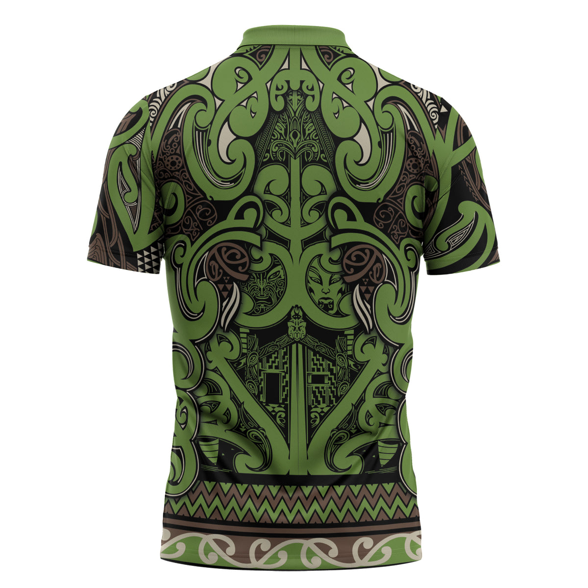 Aotearoa Iwi Ngati Raukawa Zipper Polo Shirt Maori Wharenui House Tribal Pattern LT9 - Polynesian Pride