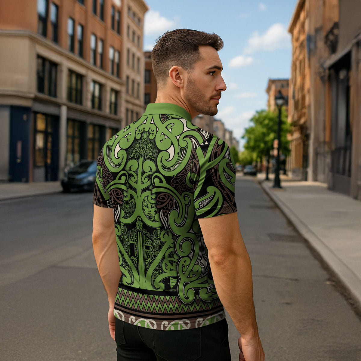 Aotearoa Iwi Ngati Raukawa Zipper Polo Shirt Maori Wharenui House Tribal Pattern LT9 - Polynesian Pride