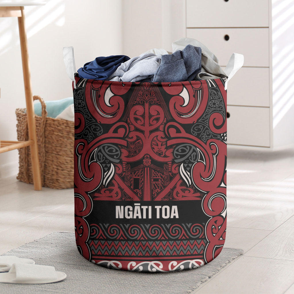 Aotearoa Iwi Ngati Toa Laundry Basket Maori Wharenui House Tribal Pattern LT9 Dark Red - Polynesian Pride
