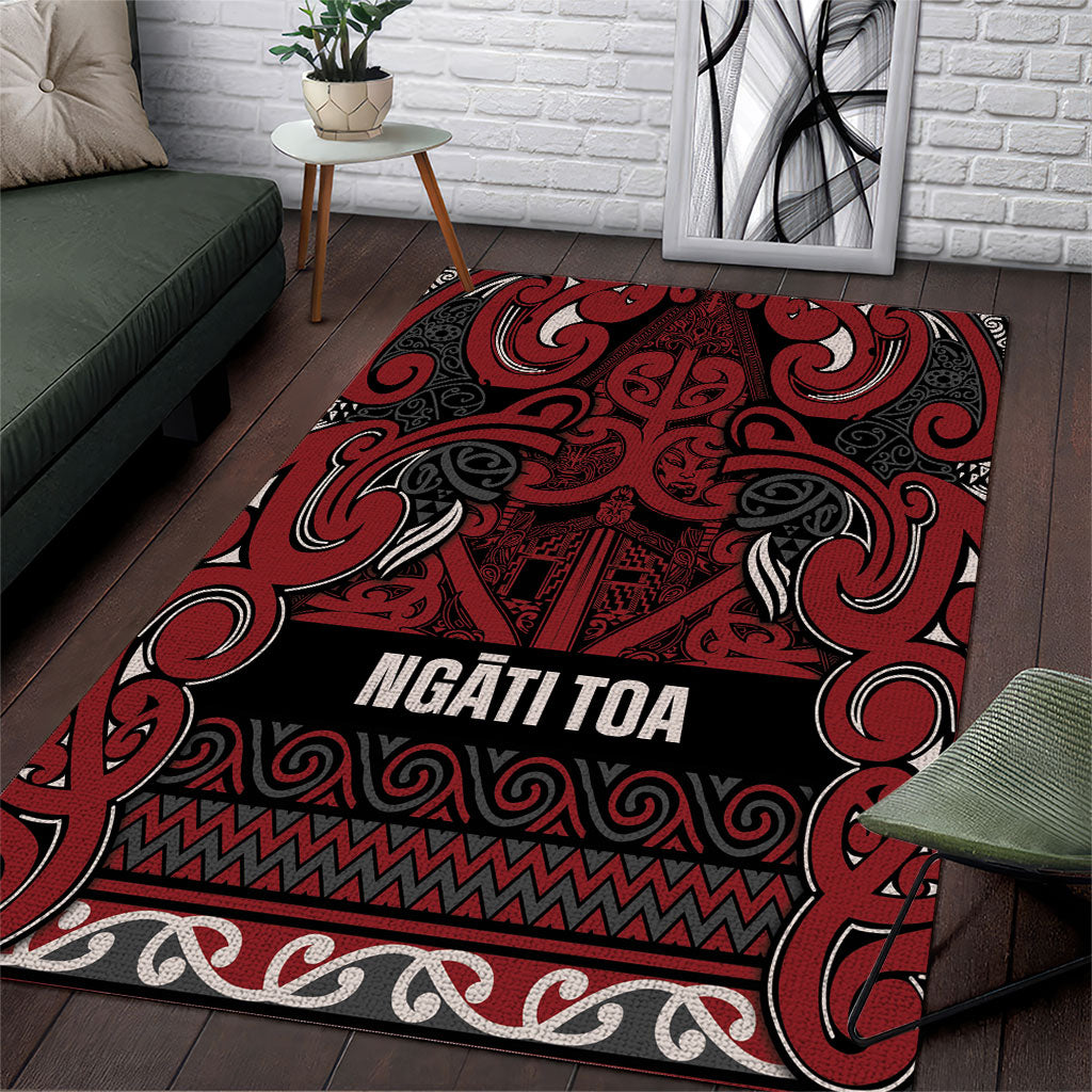 Aotearoa Iwi Ngati Toa Area Rug Maori Wharenui House Tribal Pattern LT9 Dark Red - Polynesian Pride