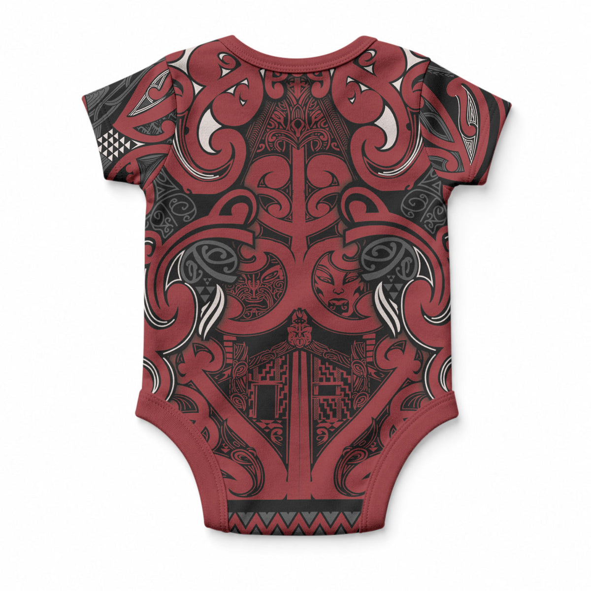 Aotearoa Iwi Ngati Toa Baby Onesie Maori Wharenui House Tribal Pattern