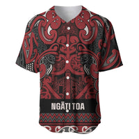 Aotearoa Iwi Ngati Toa Baseball Jersey Maori Wharenui House Tribal Pattern LT9 Dark Red - Polynesian Pride
