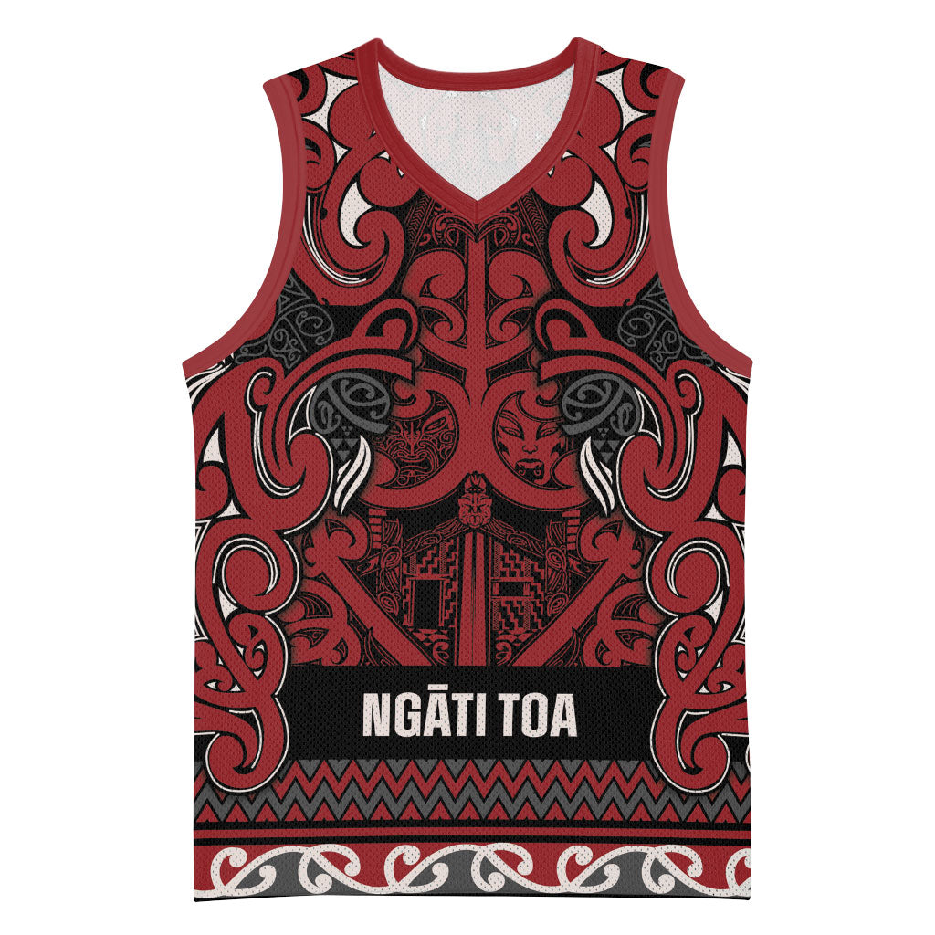 Aotearoa Iwi Ngati Toa Basketball Jersey Maori Wharenui House Tribal Pattern LT9 Unisex Dark Red - Polynesian Pride