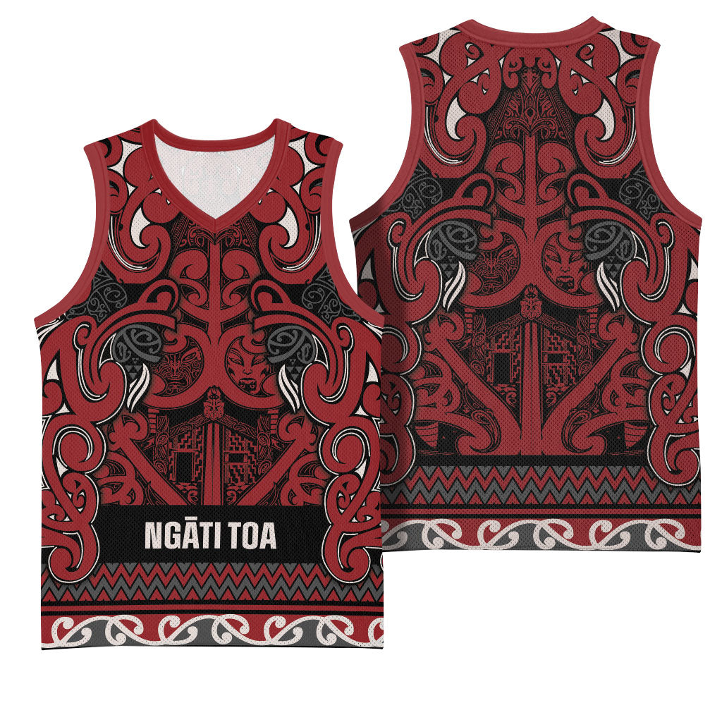Aotearoa Iwi Ngati Toa Basketball Jersey Maori Wharenui House Tribal Pattern LT9 - Polynesian Pride